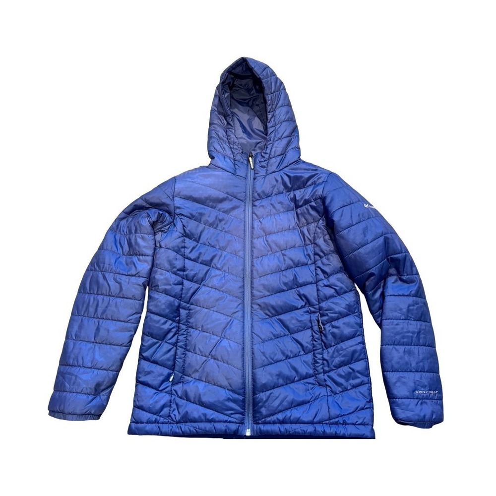 Columbia Boys Blue Omni-Heat Hooded Puffer Jacket Quilted Coat Size L 14/16 - Picture 2 of 12